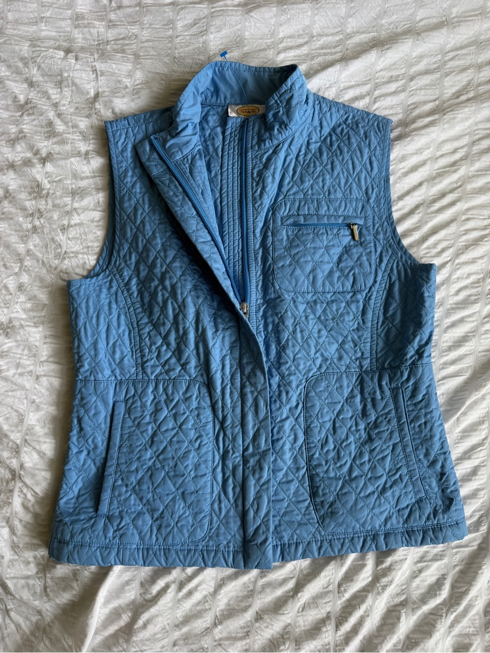 Talbots Blue Quilted Zip Front Puffer Vest Women’s Small